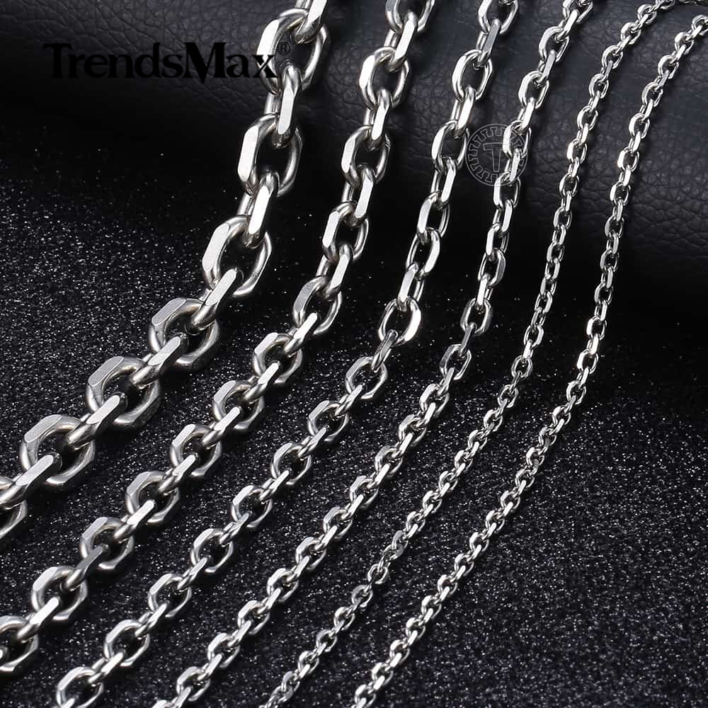 3-9mm 18-24″ Stainless Steel Mens Silver Diamond Cut Rolo Cable Chain Necklace