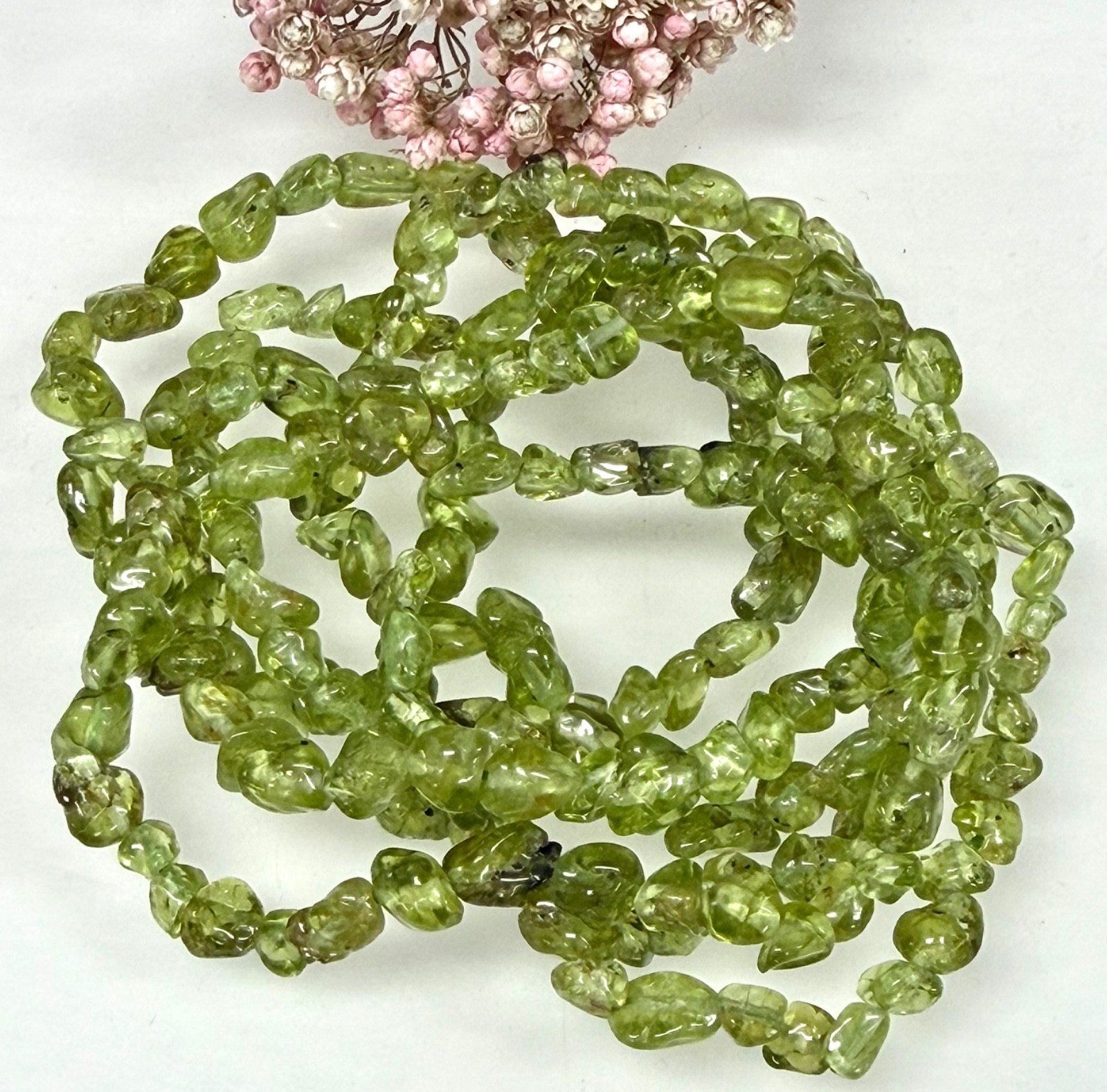 Wholesale 6 Pcs Natural Peridot Tumble Crystal Bracelet 7.5”