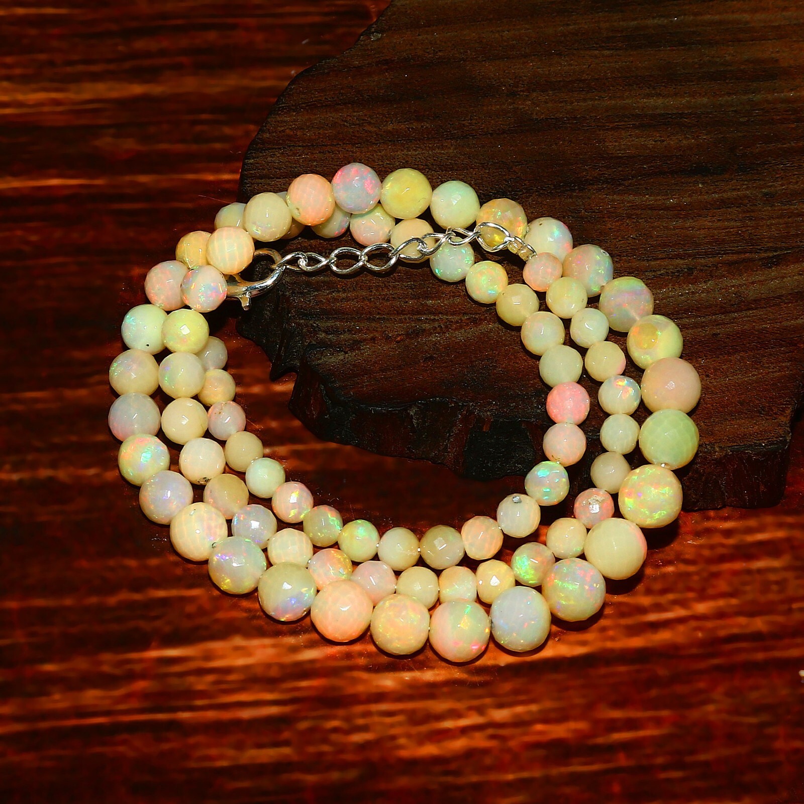 Ethiopian Opal Faceted Rondelle Beads, Multi Fire Welo Opal Beads Blue Opal 1183