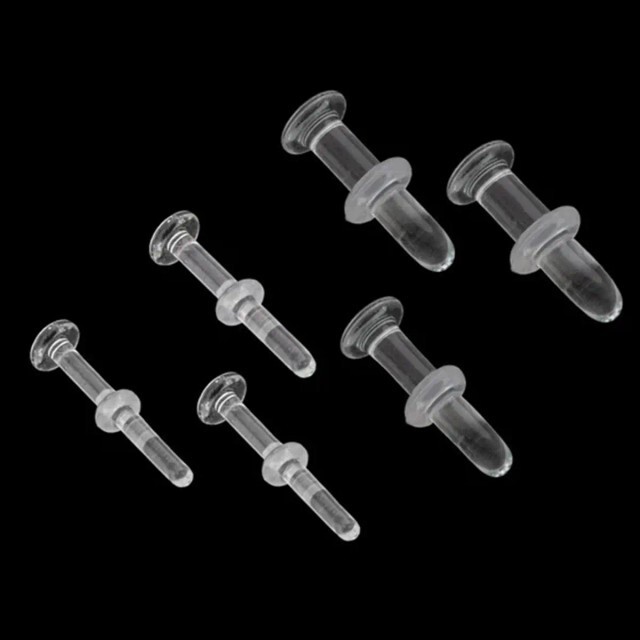 Clear Gorilla Glass Straight Flat Back Labret Studs Piercing Retainer 8G to 20G