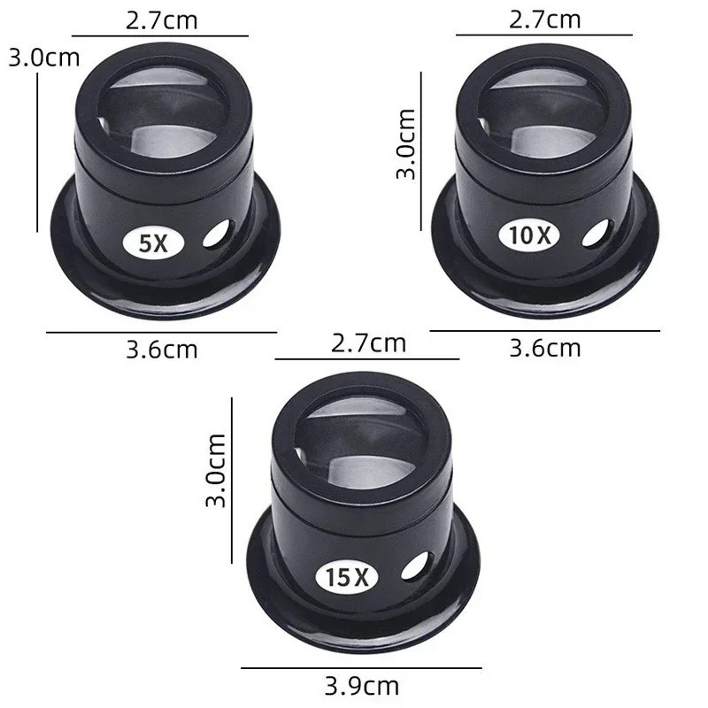 Pocket Magnifying Jewelry Eye Glass Magnifier Jewelers Loop Loupe 5X 10X 15X 20X