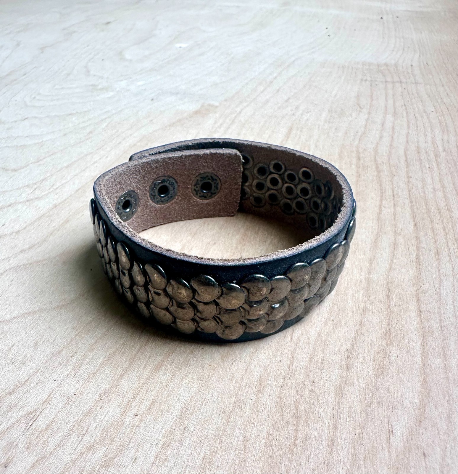 Wholesale Black Leather Cuff Bracelet with Silver Studs – 8 Pack