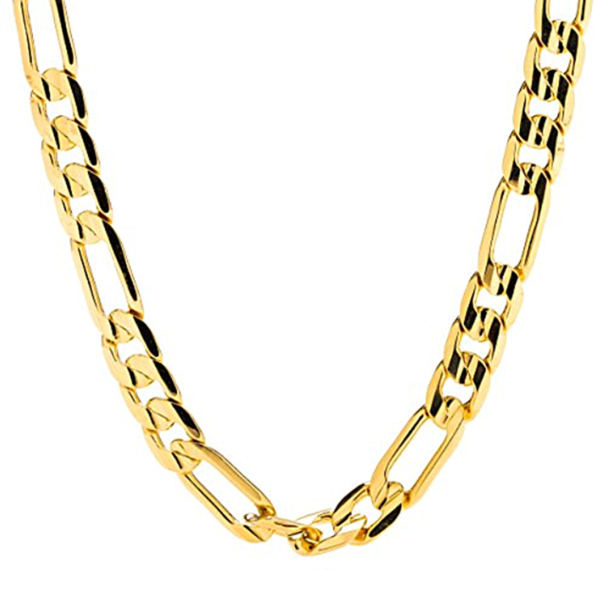 Fine Jewelry 4 mm Fashion 18k Gold Plating Figaro Chain Necklace 20 inch/24 inch