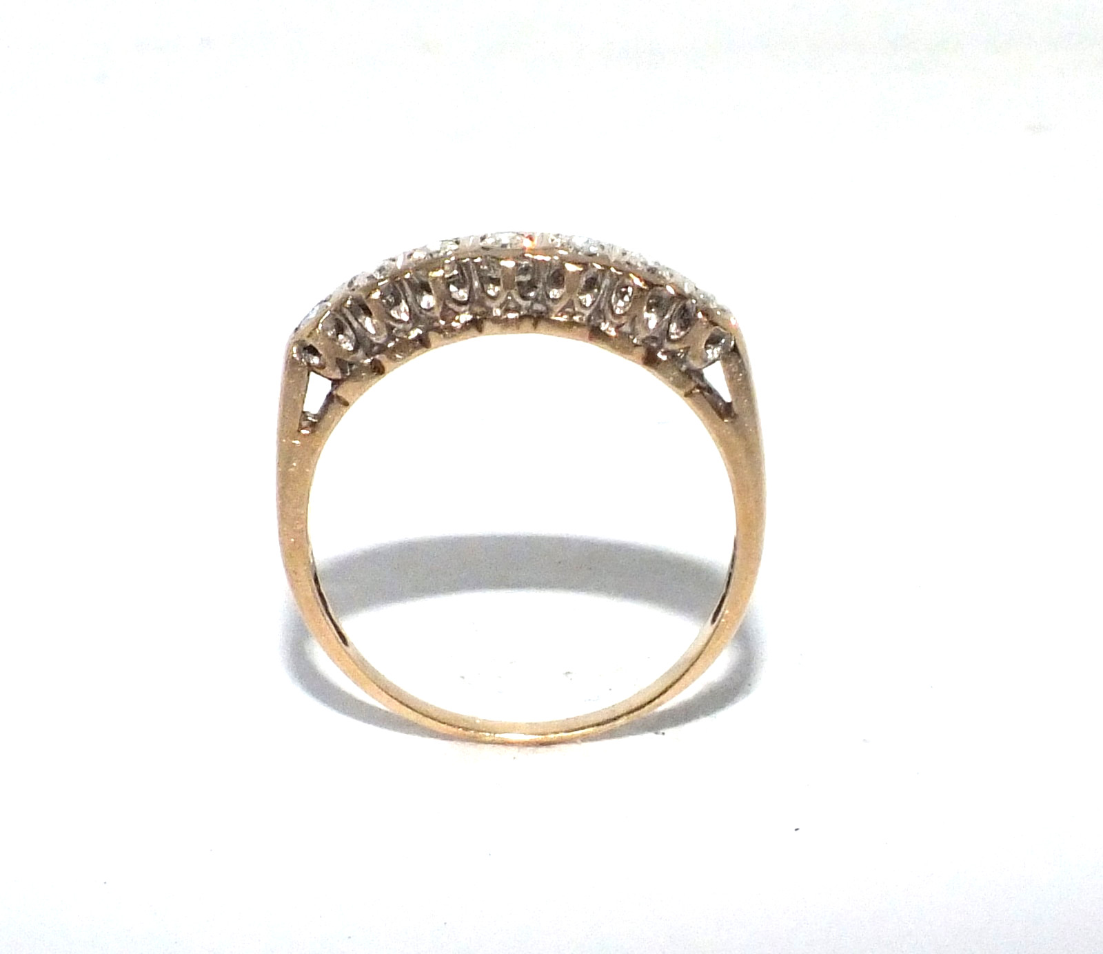 Ladies women’s 9ct 9carat yellow gold diamond half eternity ring UK size N 1/2