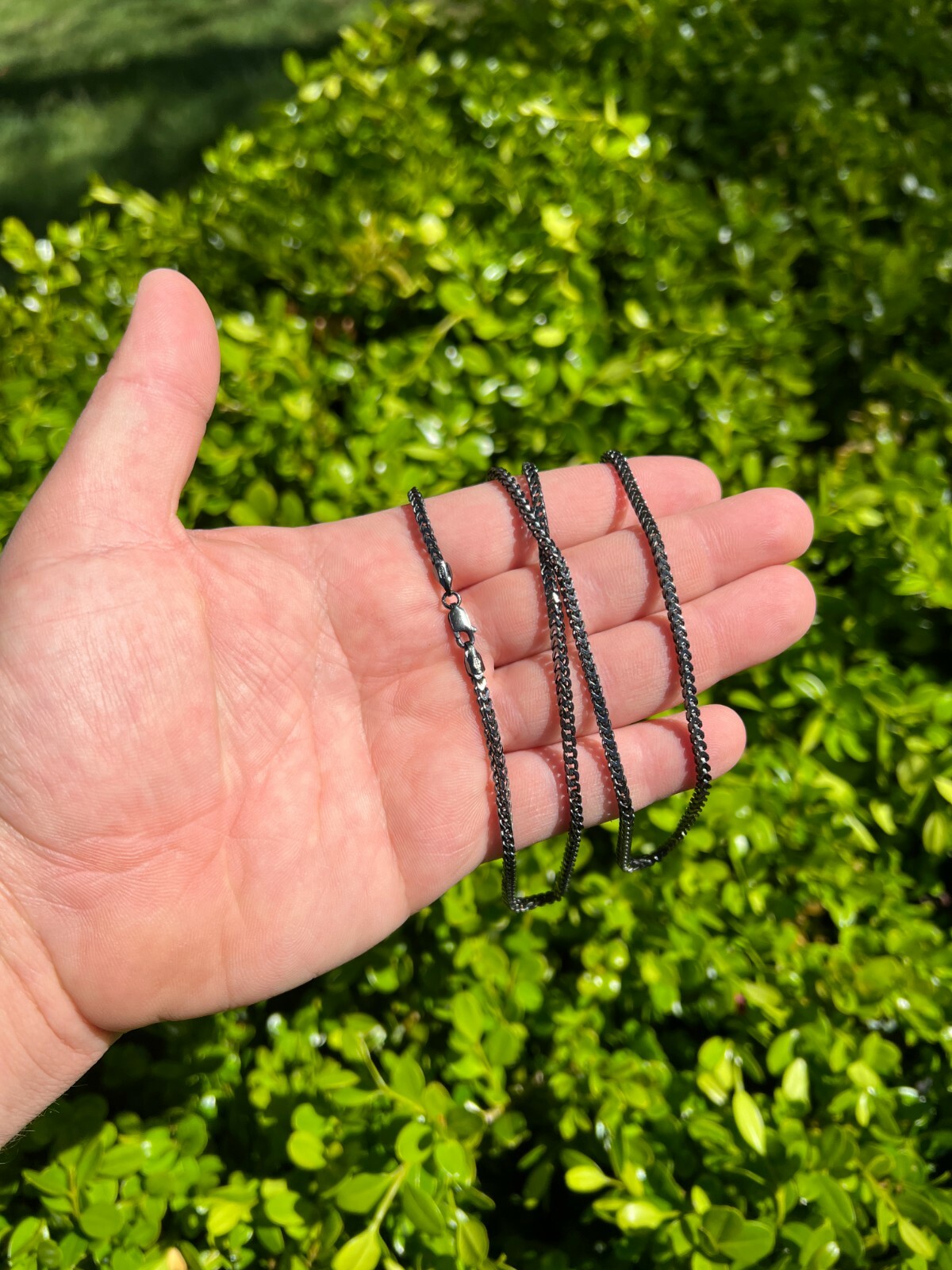 Franco Chain 2.5mm Necklace Black Oxidized Rhodium Over Real 925 Sterling Silver