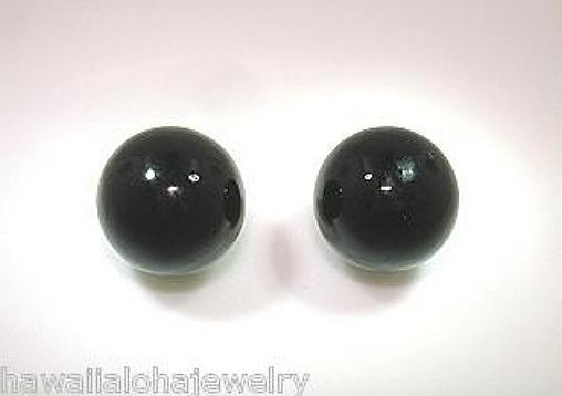 6MM-12MM PACIFIC ROUND BEAD BLACK CORAL 925 STERLING SILVER POST STUD EARRINGS