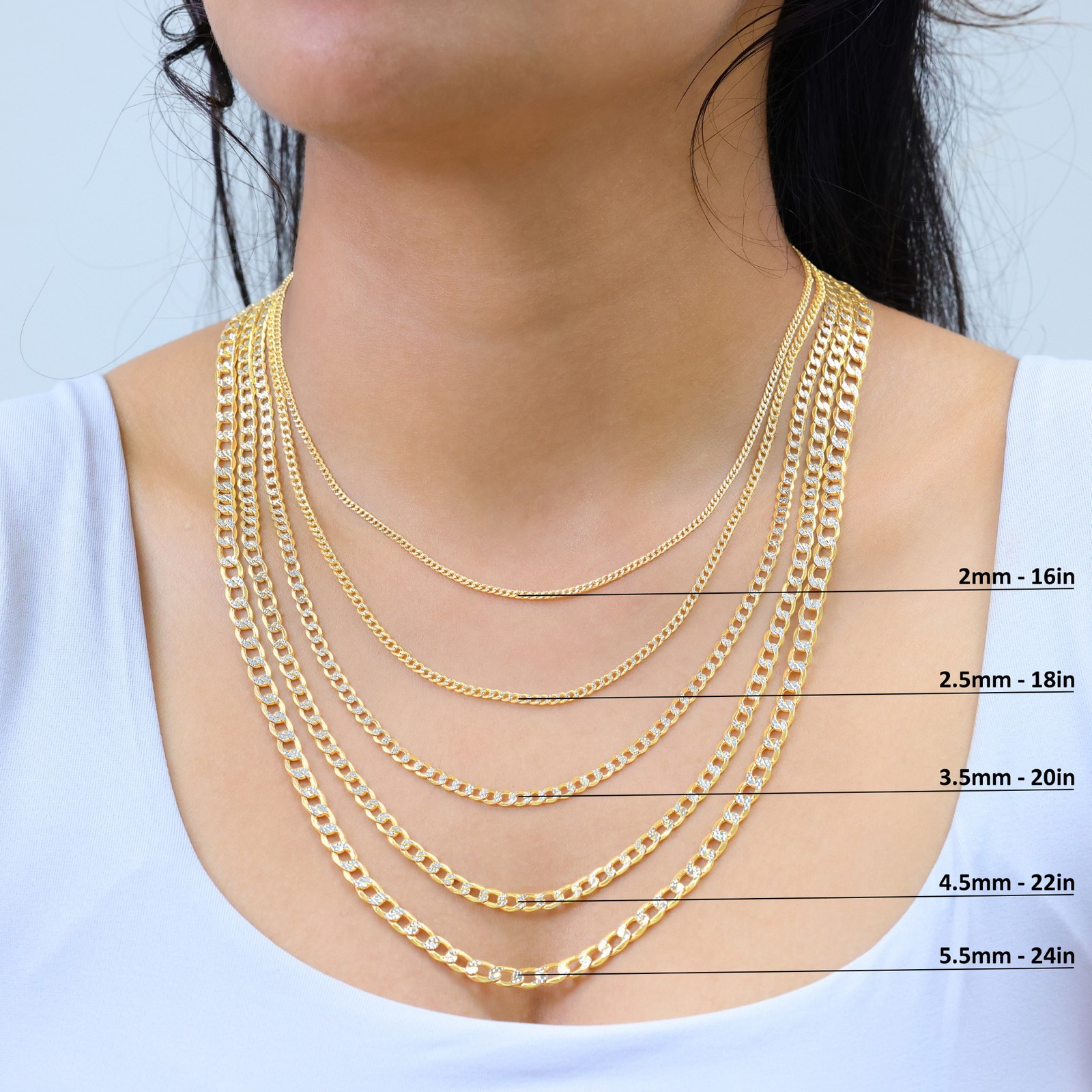 10K Yellow Gold 2mm-8.5mm Diamond Cut Pave Cuban Chain Necklace Bracelet 7″- 30″