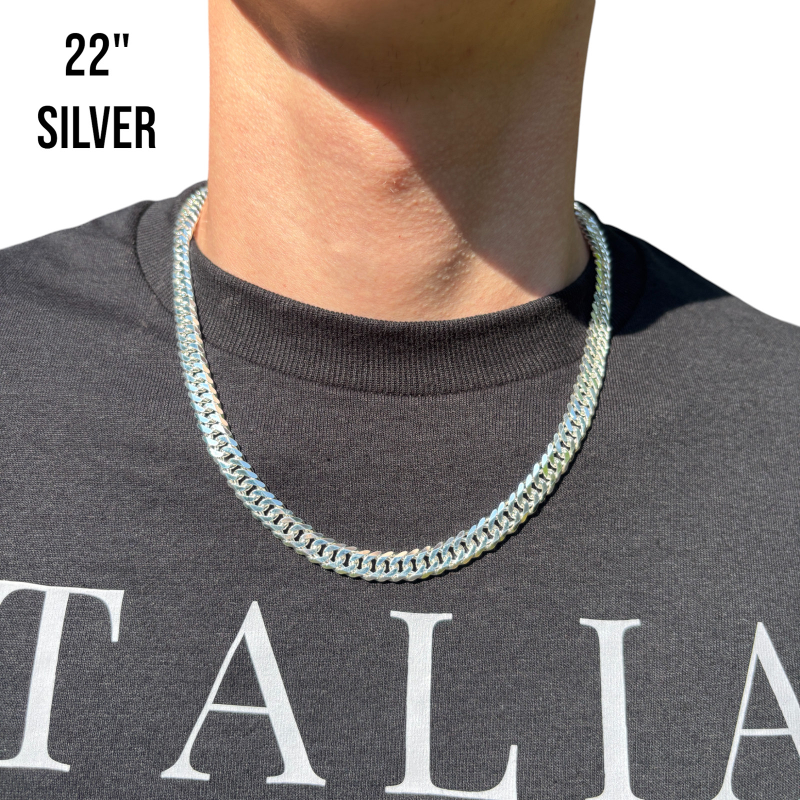 6mm Double Curb Chain Necklace – Real Solid 925 Sterling Silver MADE IN ITALY