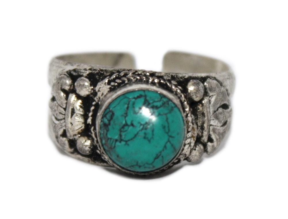 Turquoise ring healing ring yoga ring Adjustable ring Tibetan ring medicine