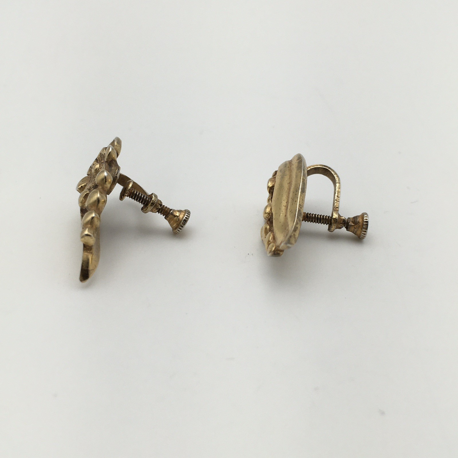 Vintage Sterling Silver Gold Dip Flower Screw Back Earrings 7g #87