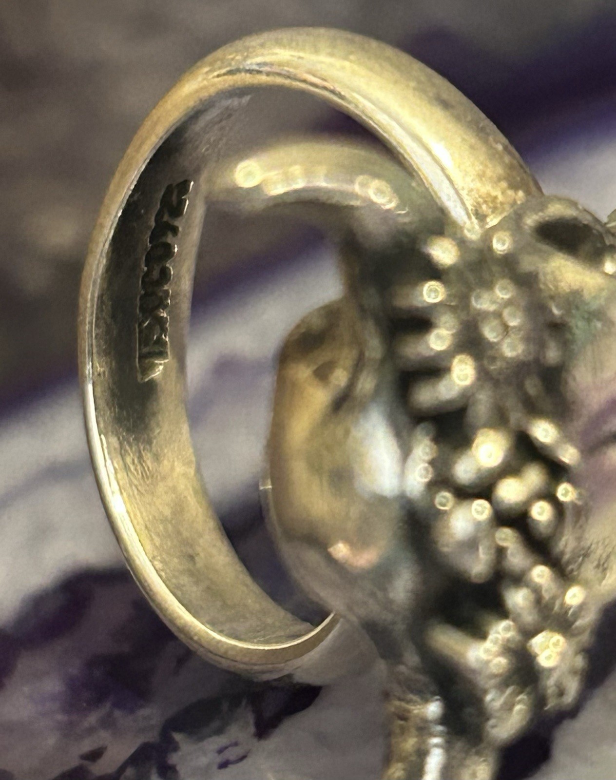 Sterling Silver Modern Taxco Bull Cow Skull w/ Flower Crown Ring Adjustable