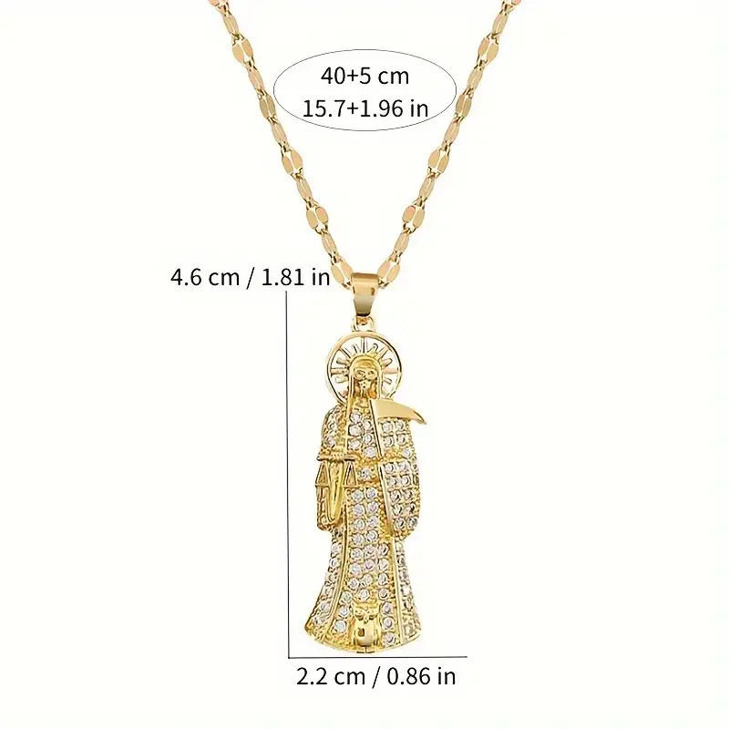 1 Piece of Hip-hop Fashion Death Clavicle Titanium Steel Chain Pendant Necklace,