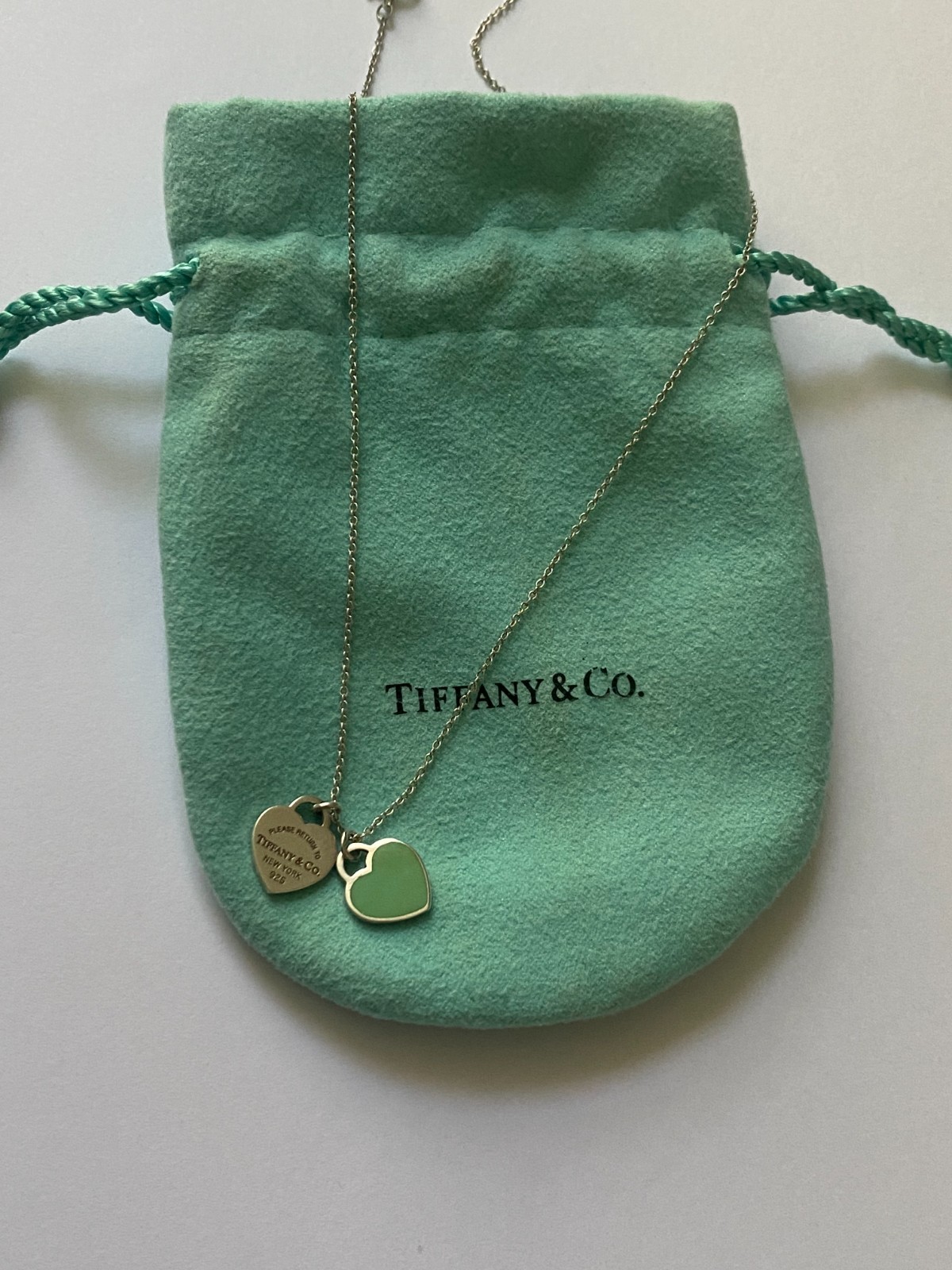 Authentic Tiffany & Co Double Hearts Necklace, Silver, 44cm, vintage