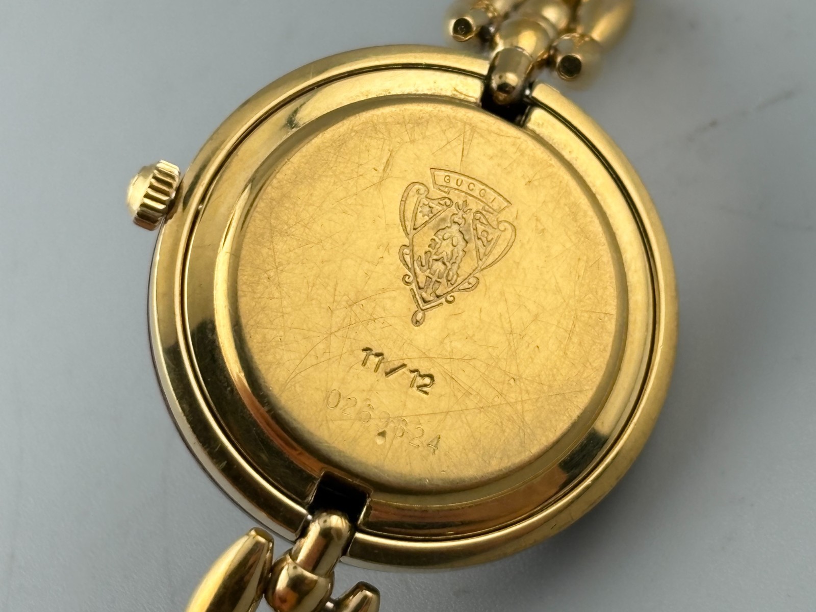 [Very Good+5] Gucci Change Bezel 1200 Gold Wine Red Watch Auth