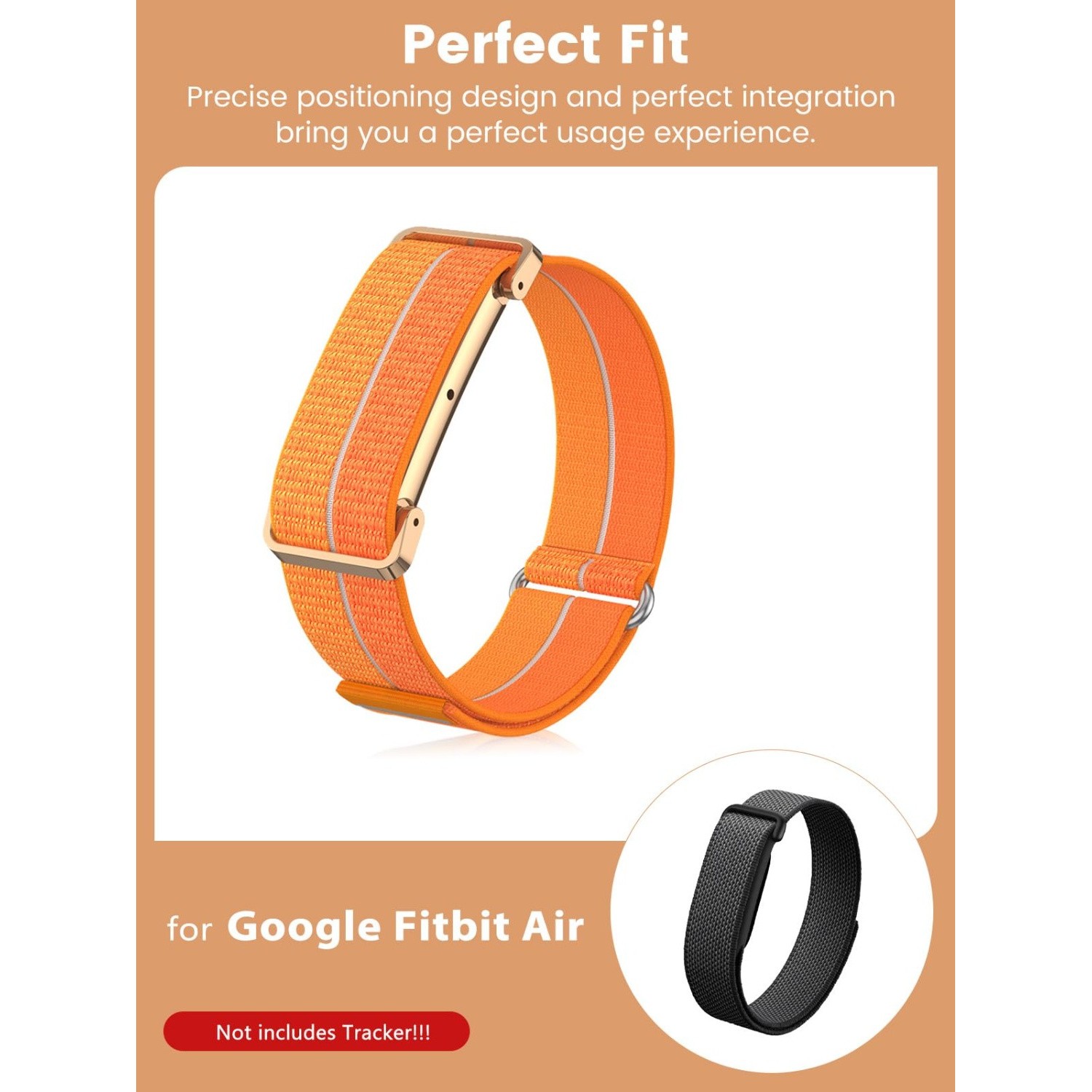 For Google Fitbit Air (2026) Nylon Sports Adjustable Loop Strap Band+Meta Case