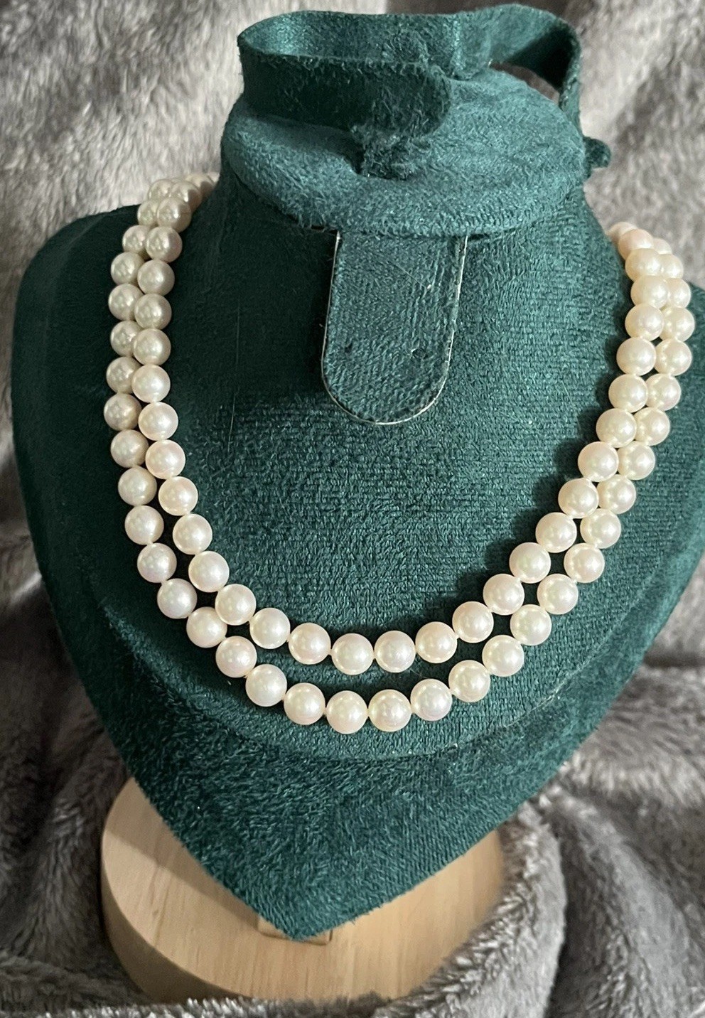 TASAKI Akoya Pearl Double-Strand Necklace 14ct White Gold K14WG 6.4-7.1mm 40cm