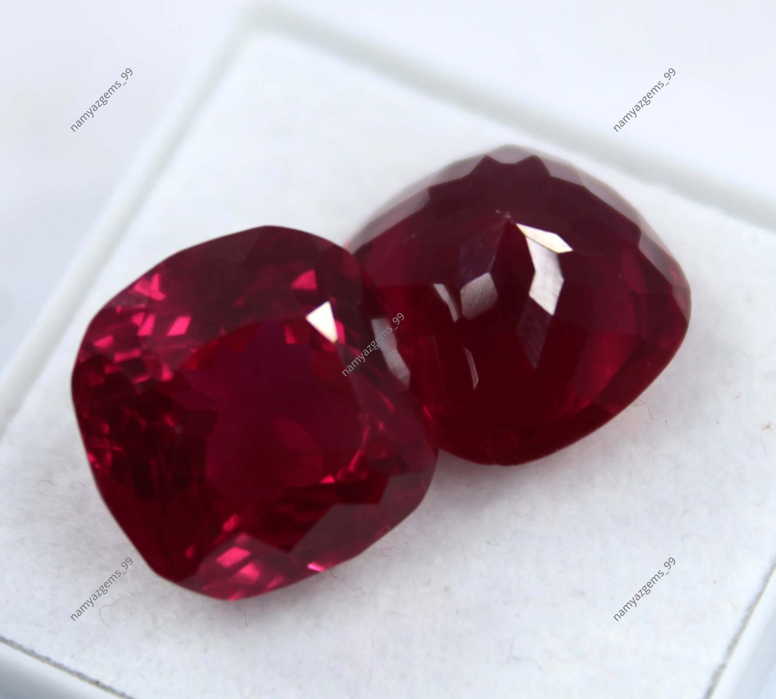 Natural Ruby Square Shape 18 Ct CERTIFIED Pigeon Blood Red Loose Gemstone Pair