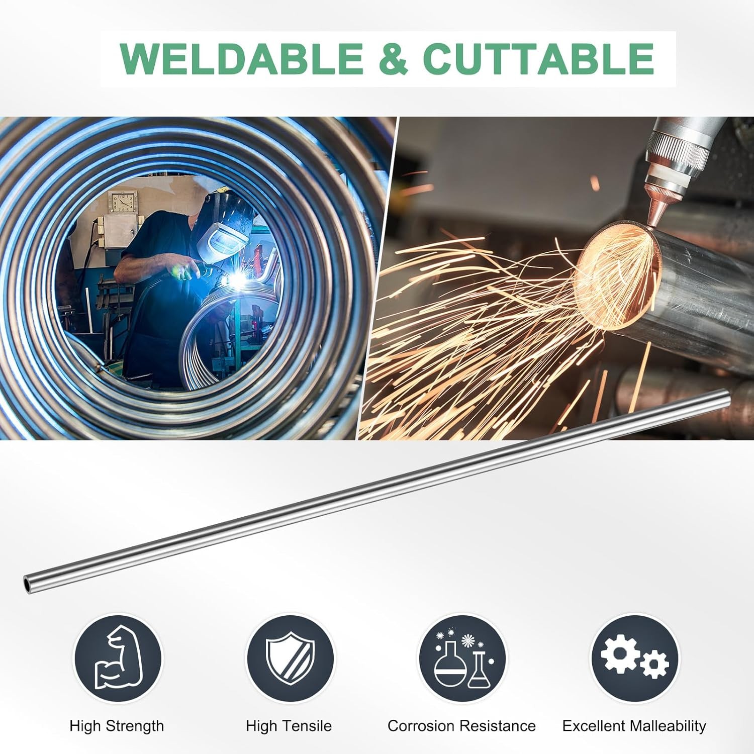 250mm 304 Stainless Steel Tube, 1mm 2mm 3mm 4mm 5mm 6mm OD 0.15/0.6/1mm Wall Thi