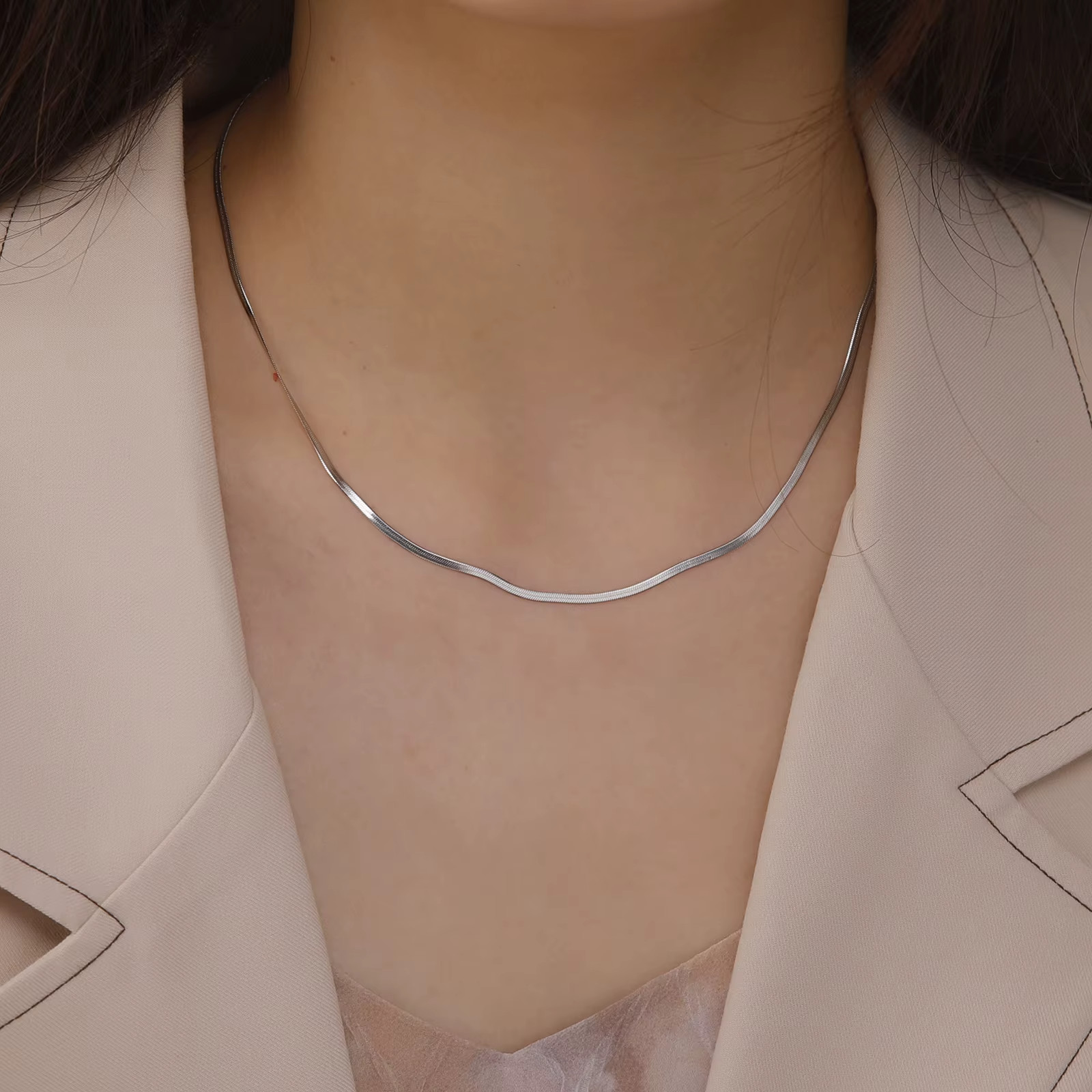 Stainless Steel Snake Chain Necklace Gold Herringbone Choker Unisex Jewelry Gift