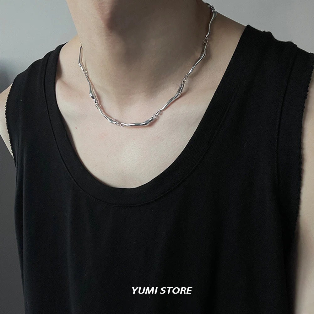 Hip Hop Irregular Necklace For Man Woman Punk Titanium Steel Not Fading Luxury C