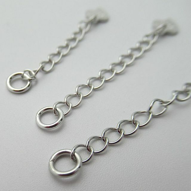 Safety Chain Necklace Extender 925 Sterling Silver Heart Adjustable Extension
