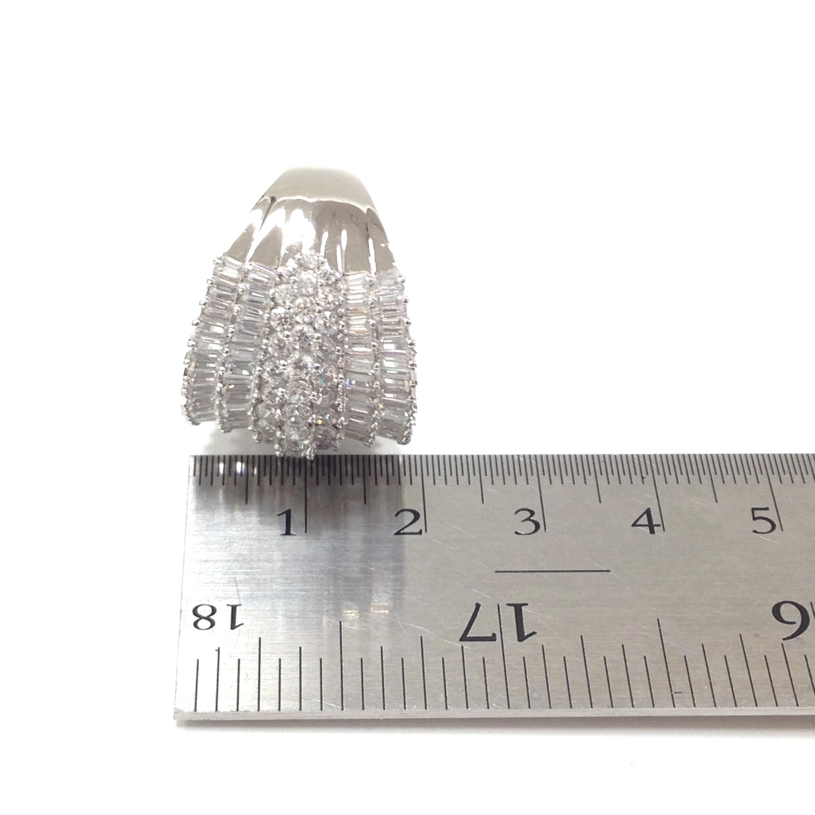 FZN Fuzion Creations Sterling Silver Clear CZ Wide Band Ring Size 8.75 Jewelry