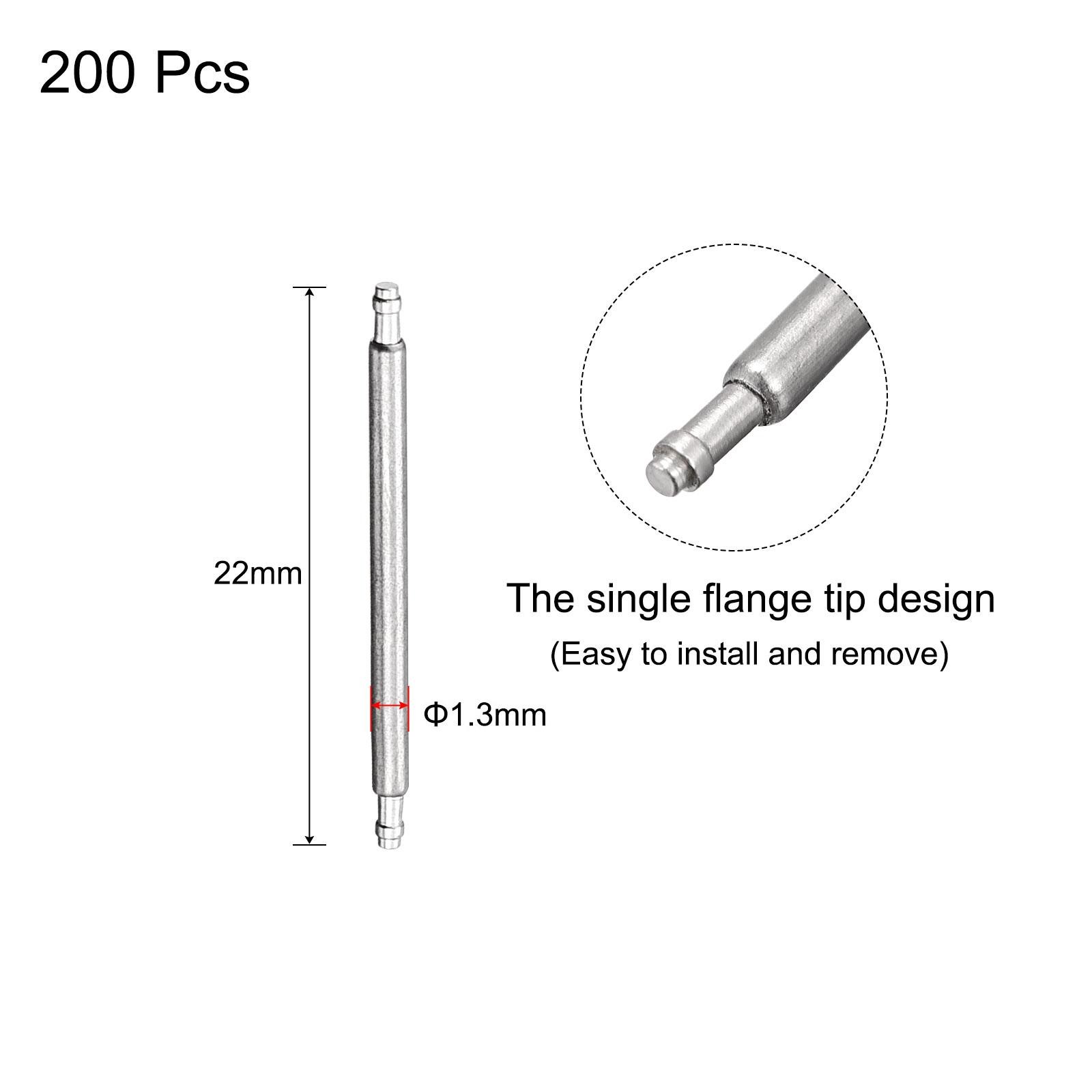 20mm Watch Band Pin 1.3mm Dia Steel Single Flanged End Spring Bar Pins 200pcs