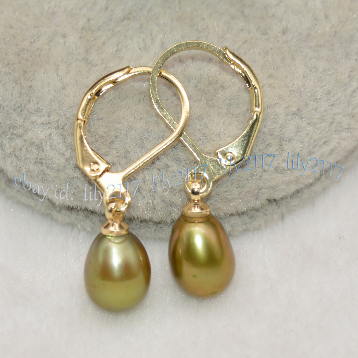 Multicolor 7-8mm Natural Freshwater Rice Pearl Dangle Gold Leverback Earrings