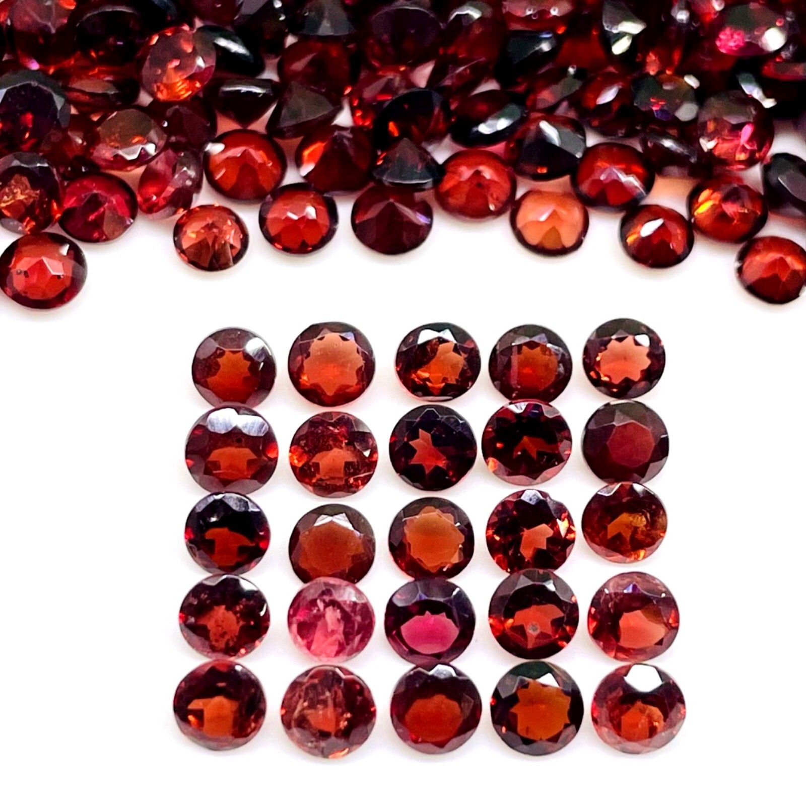 50 Pcs Natural Mozambique Garnet 4mm Round Cut Loose Untreated Gemstones Lot
