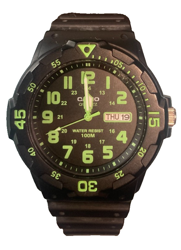 Casio Analog Watch 100M WR Day Date Green Dial Sport Dive Men