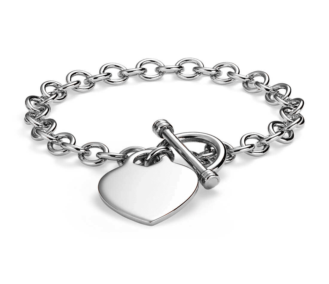 Verona Jewelers Womens Gold Plated Link Toggle Heart Charm Bracelet