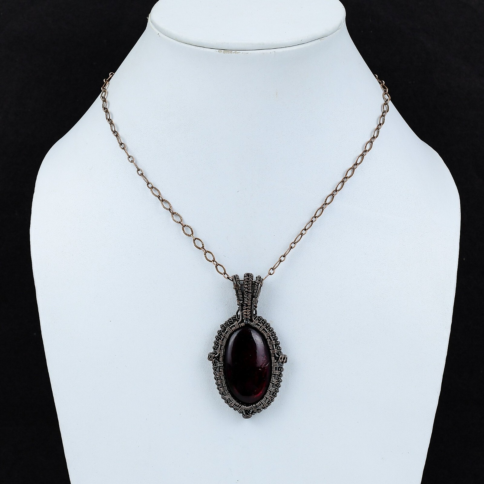 Red Fire Labradorite Copper Gift For Mum Wire Wrapped Pendant 2.64″