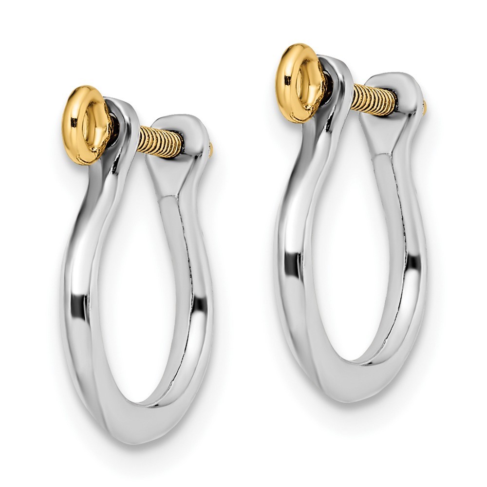 Sterling Silver 3D Shackle with 14k Gold Screw Drop & Dangle Earrings 1.17gm