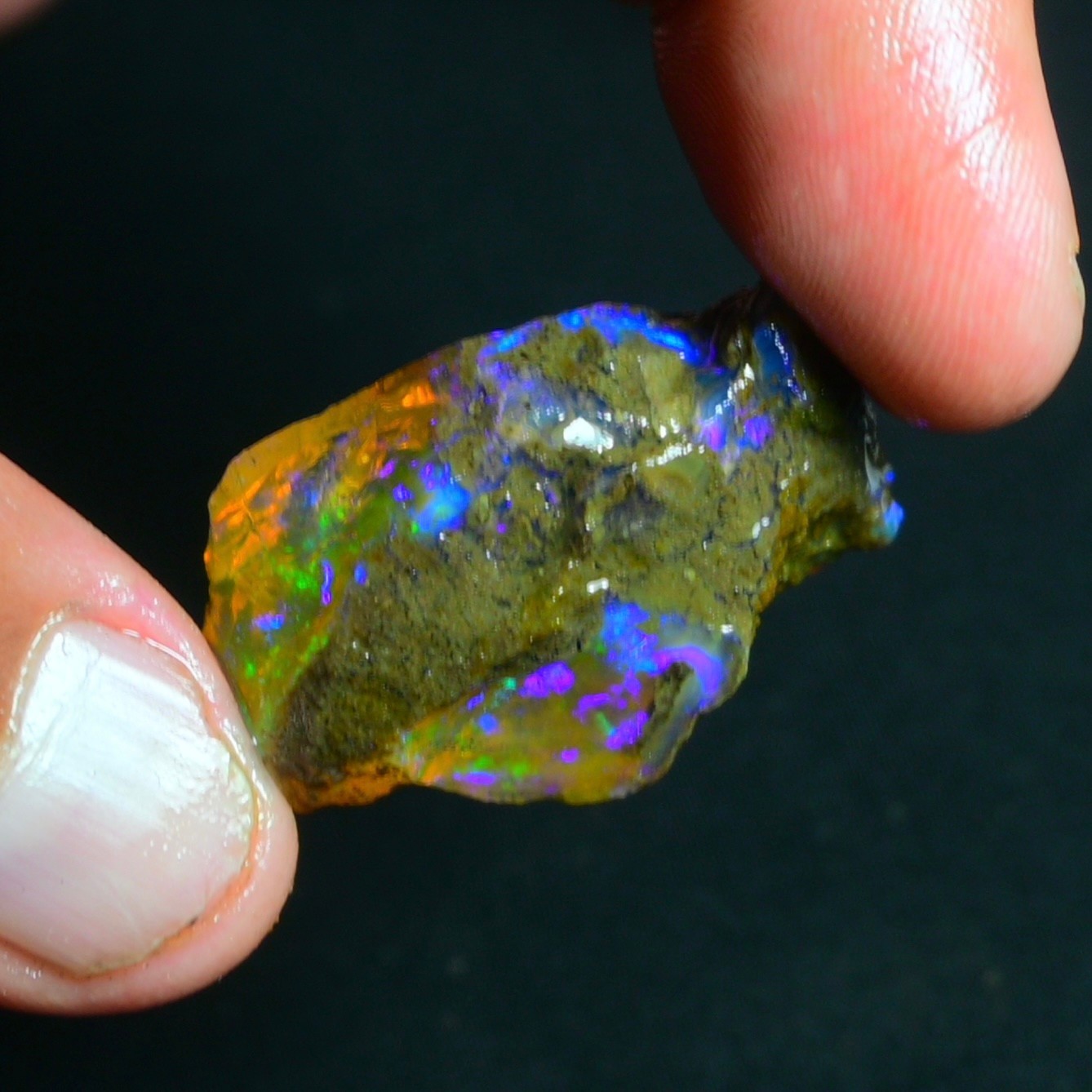 Stunning Multi Fire Natural Ethiopian Oil Opal Rough 51.00 Cts Raw Opal Specimen