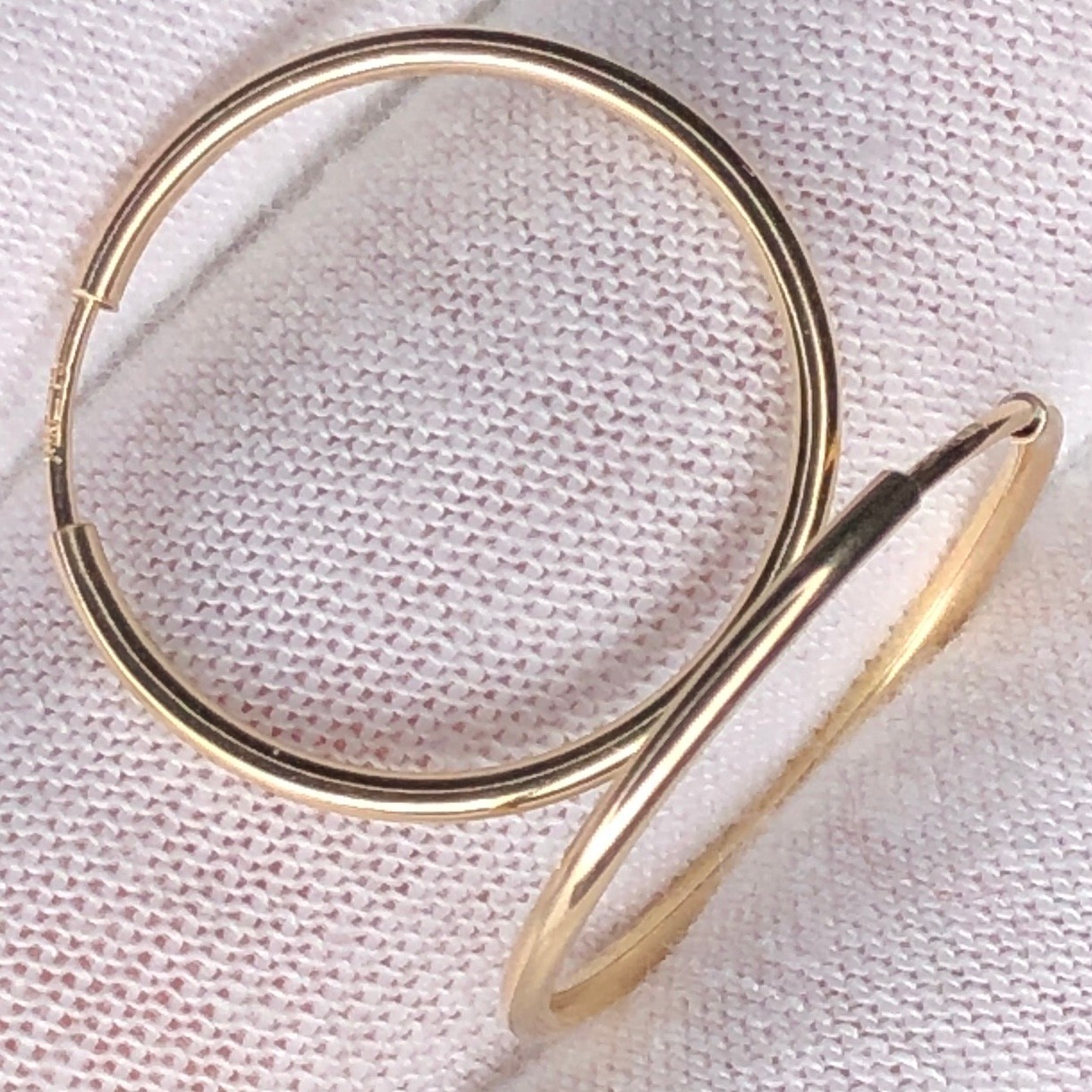 Real Solid 1/20 14K Yellow Gold Round Endless Hoop Earrings mm Women Men