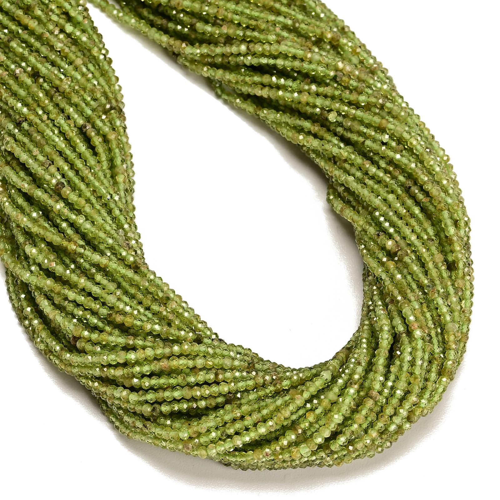 Natural Peridot Faceted Rondelle Beads Size 2x3mm 15.5” Strand