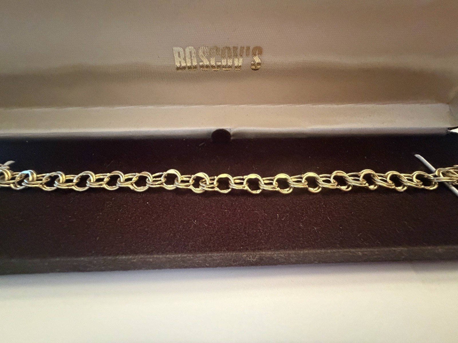 14k Yellow Gold Double Curb Link Chunky Charm Bracelet Polished Retro Never Worn