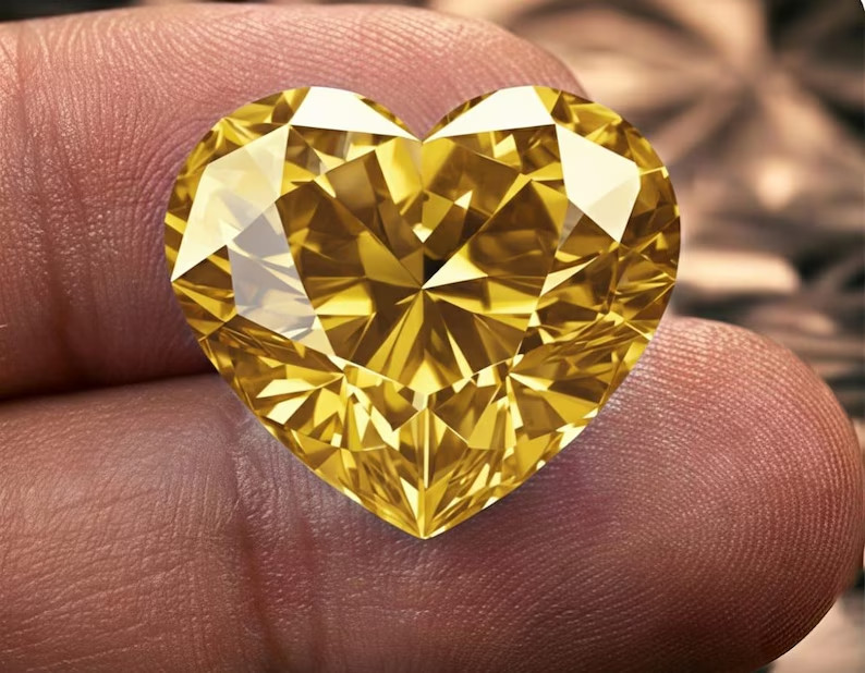 5 CT Yellow Heart Cut VVS1 Lab Grown Moissanite Diamond Gemstone 10 MM