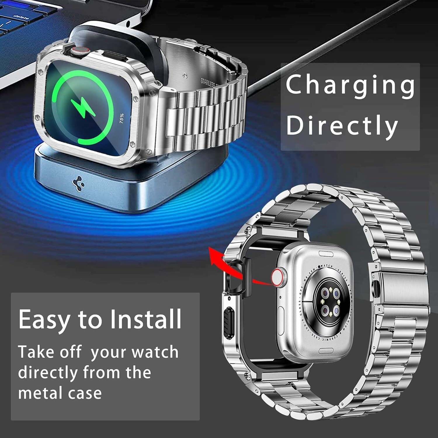 Stainless Steel Band + Case For Apple Watch Ultra 3 11 10 9 8 7 6 SE 5 38mm-49mm