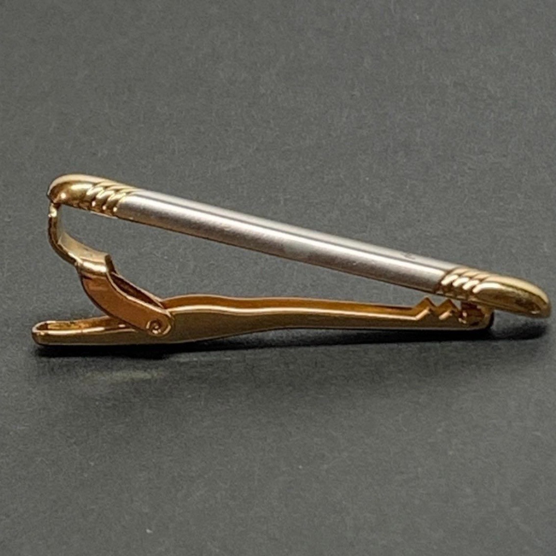 Yves Saint Laurent Tie Clip Bar Gold Silver Tone Mens Accessory Excellent⁠