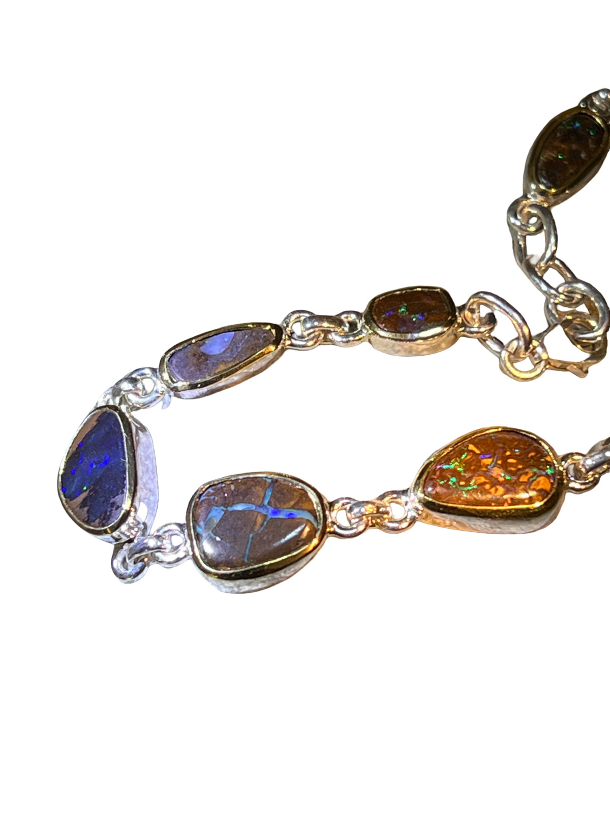 9 Boulder Opals in 18Kt Gold Vermeil Setting Link Bracelet
