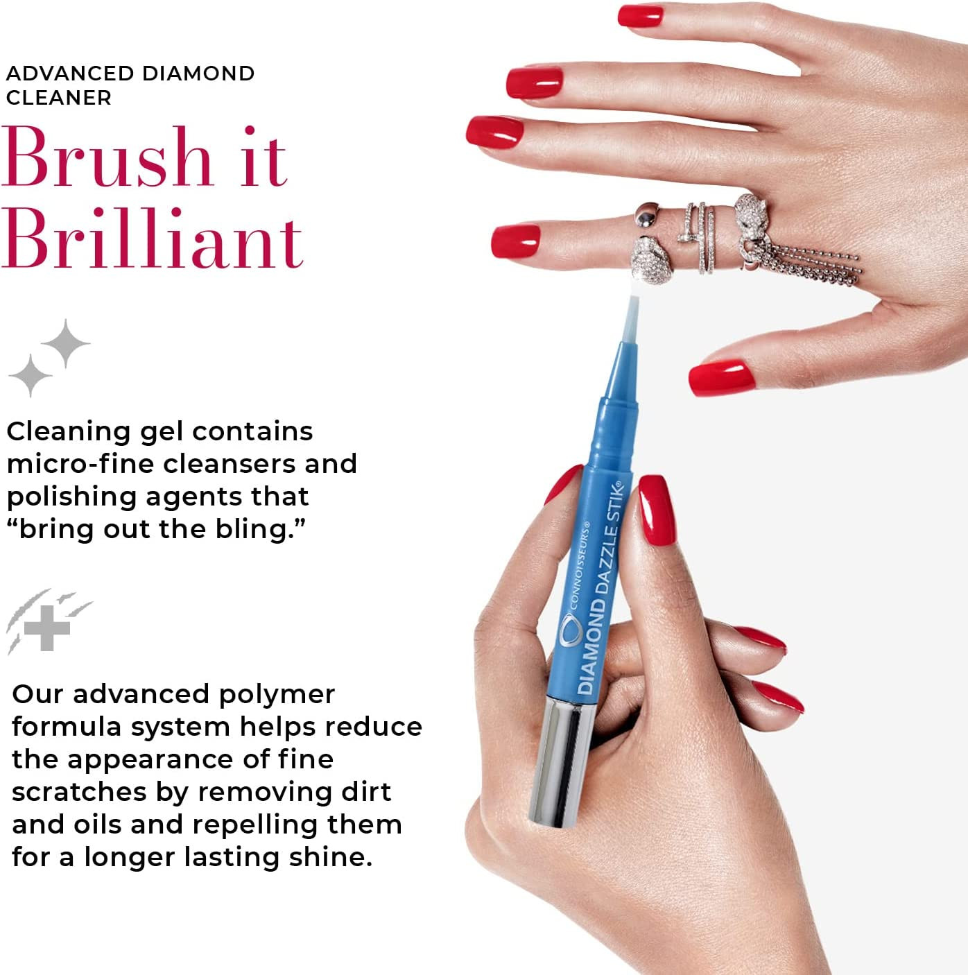 CONNOISSEURS Diamond Dazzle Stik – Portable Diamond Cleaner for Rings and Other