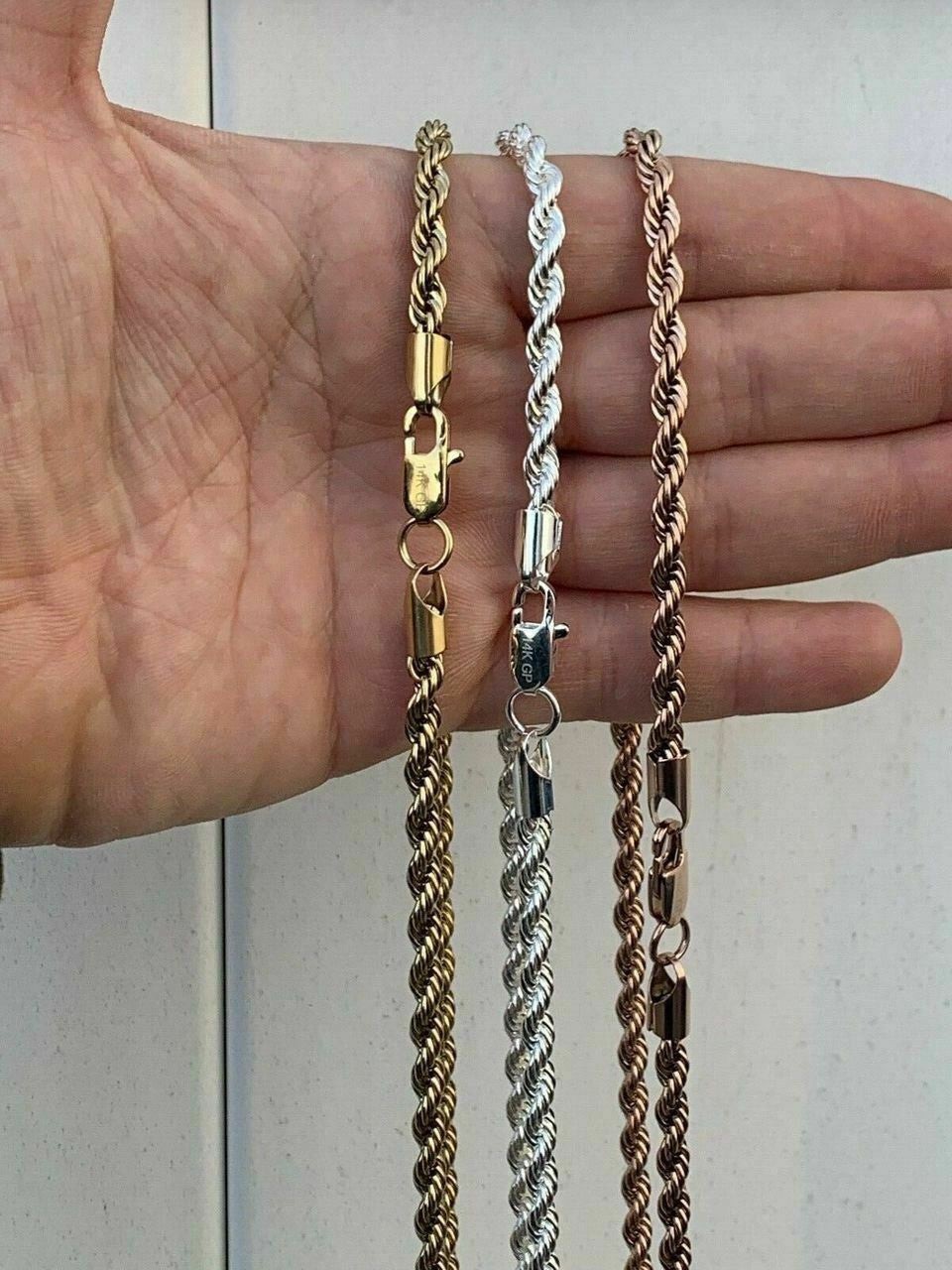 Rope Chain Yellow Rose Gold Plated Over Solid Stainless Steel – 2-6mm 18-30″