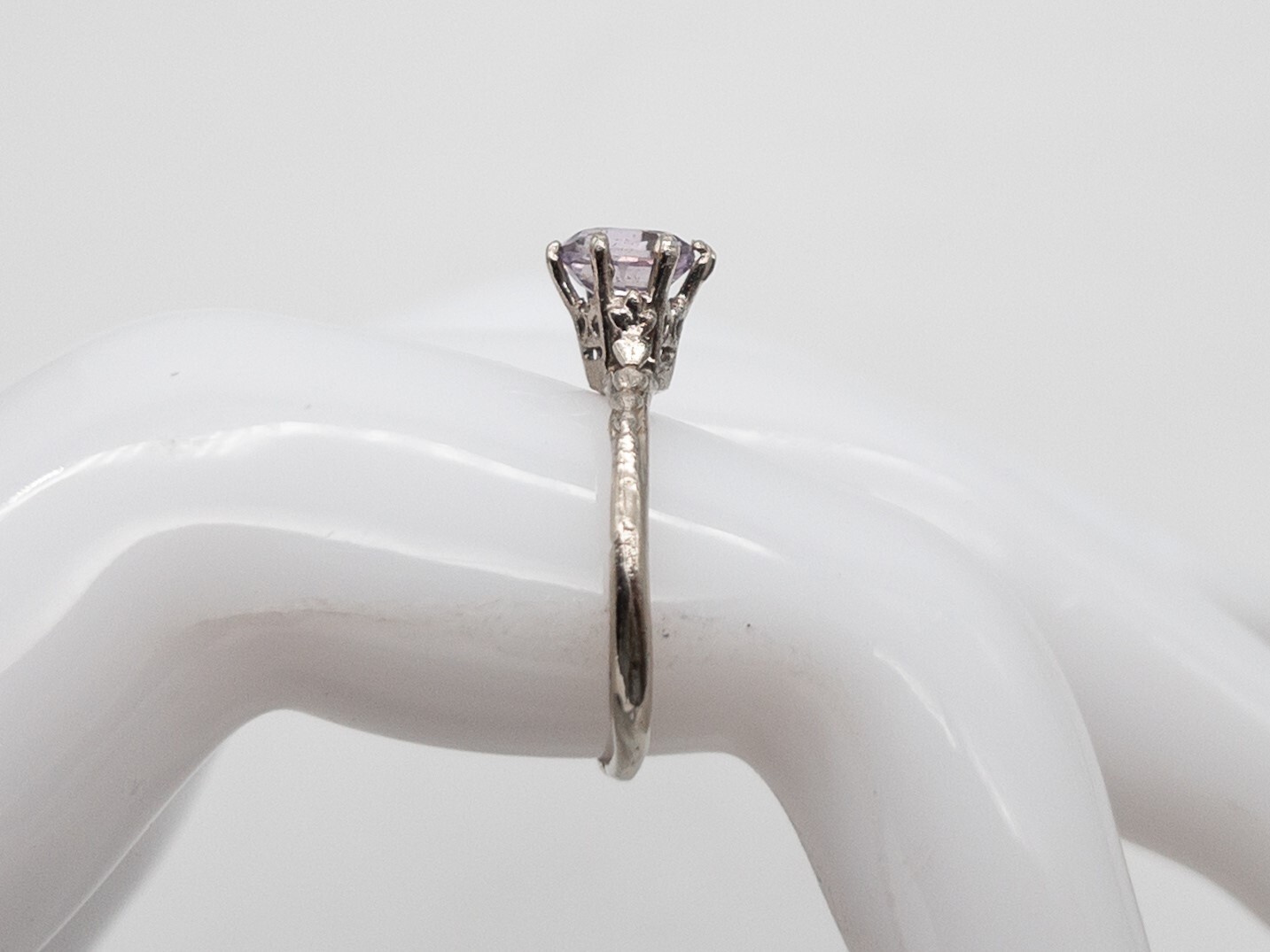 $2400 CERTIFIED 1ct NO HEAT Natural PINK PURPLE Sapphire 14k White Gold Ring