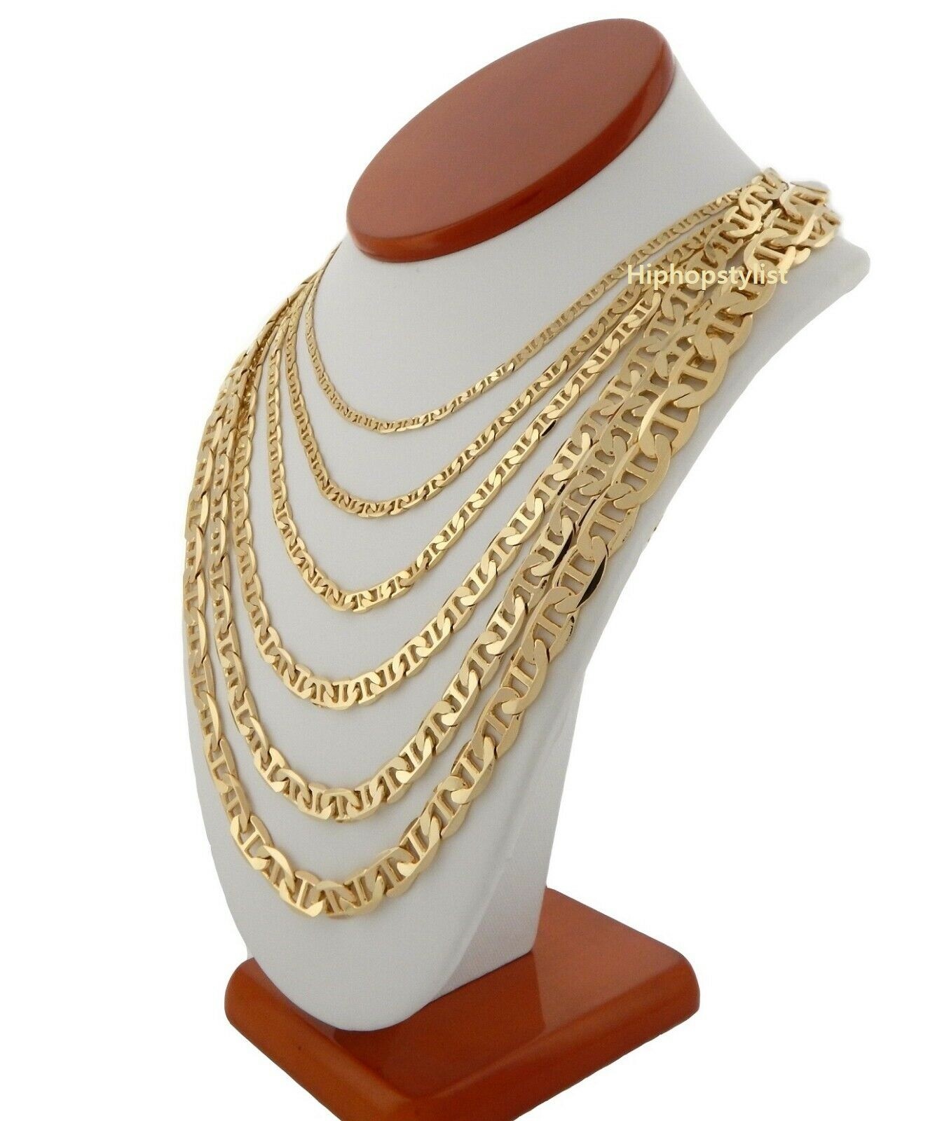 Men’s Mariner Anchor link Chain 14k Gold Plated 3mm to 9mm 20 – 30 inch Necklace