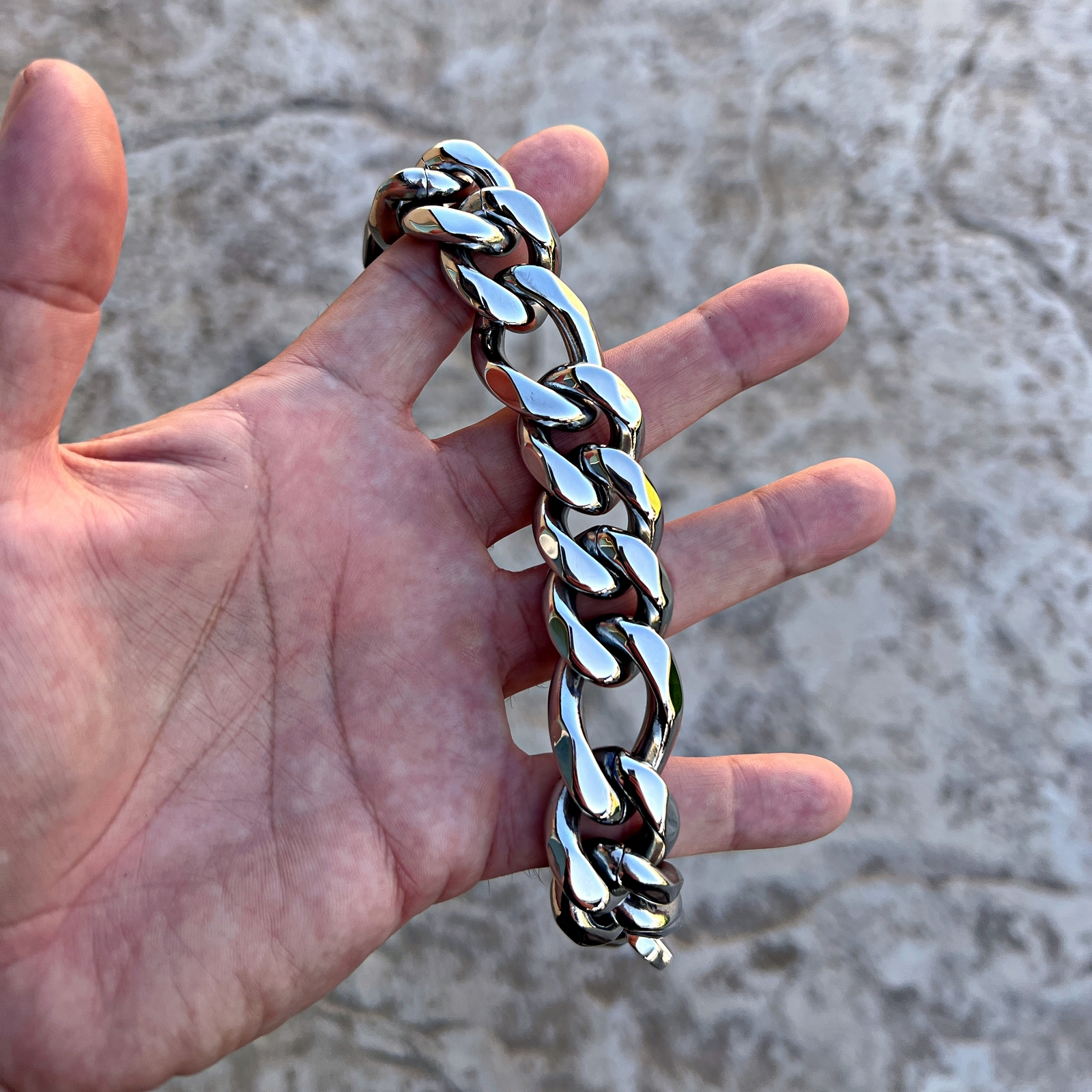 Men’s Figaro Link Bracelet Heavy 316L Stainless Steel 22MM Thick 8″-9.5″ Inch