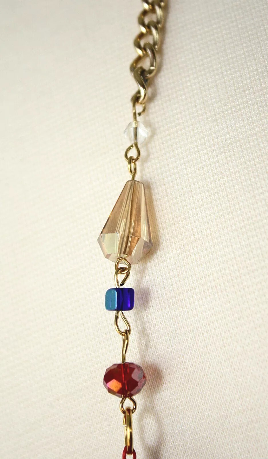 BOHO Handmade Amulet Healing Crystal Key Pouch Necklace Red Beaded Velvet OOAK