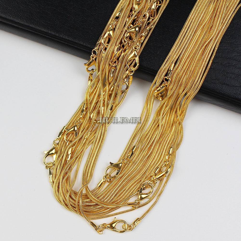 10 20 50 100x Silver / Gold Color 1.2mm Snake Chain Necklace 16″ 18″ 20″ 24″