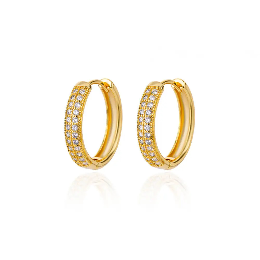 Huggie Hoop Earrings Women Gold Stainless Steel CZ Trendy Snowflake Flower