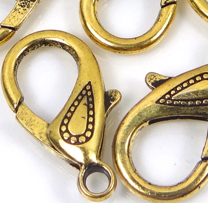 30x17mm X- Large Antique Gold Pewter Lobster Claw Clasps (4)